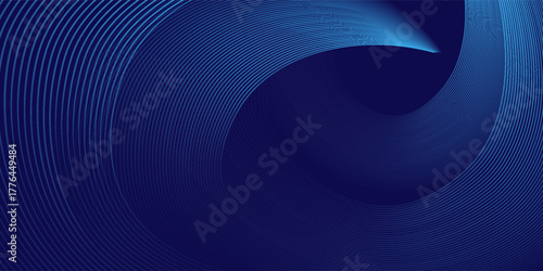 Abstract blue background with glowing curved lines. Shiny blue swirl curve lines design. Spiral lines. EPS 10