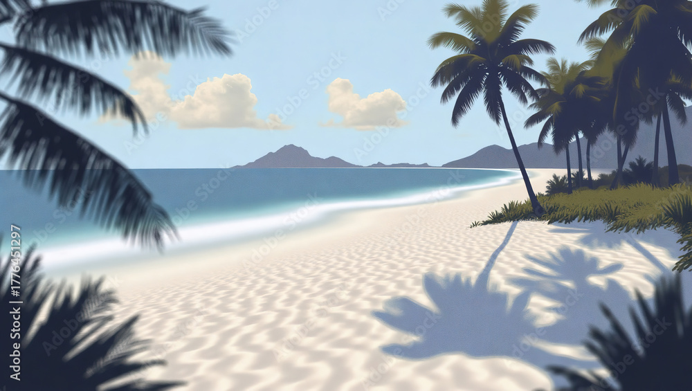 Obraz premium TropicalBeachWithPalmTrees