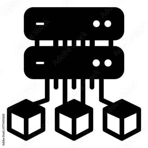 Storage server of crypto tokens solid icon, technology concept. Vector graphics. Assets tech sign on white background, style icon mobile or web design.