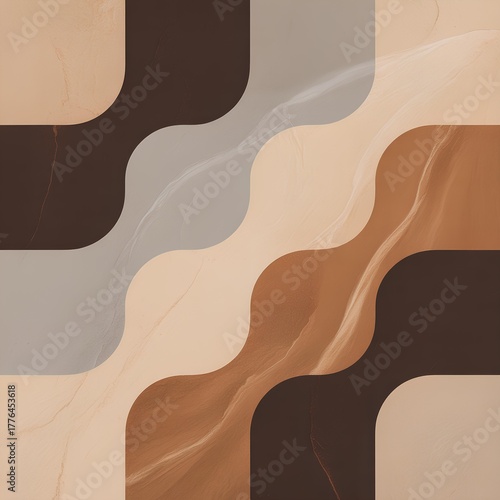 Wallpaper Mural Abstract geometric pattern in warm beige and brown tones Torontodigital.ca