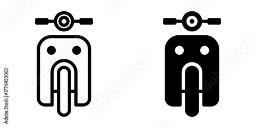 Set of line motorcycle icons isolated on white background, simple outline motorbike symbols collection for app, web, and infographic design, modern transport and delivery concept illustration.