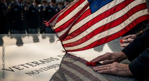 Wallpaper Mural People Honoring Veterans on Memorial with American Flag in Background for Awareness Campaigns, Remembrance Websites, and Social Media Posts   Torontodigital.ca