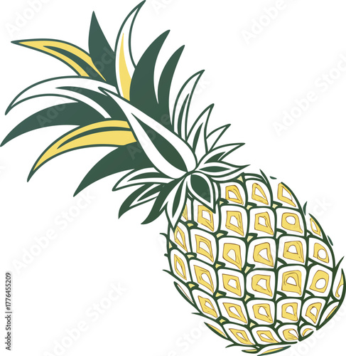 Colorful stylized pineapple illustration isolated on white