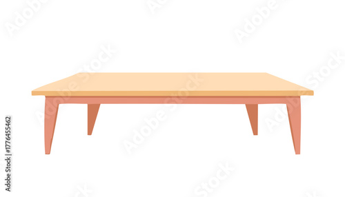 Simple low wooden table in warm neutral colors ideal for contemporary home design