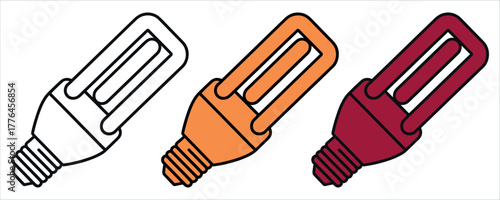 Modern Fluorescent Bulbs Icon Vector Illustration. Minimalist logo design element symbolizing Light, Energy Efficiency, Innovation, Idea, Illumination, and Electricity. Perfect for lighting manufactur