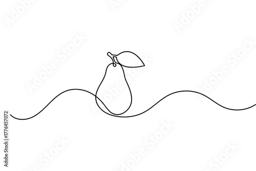 Continuous pear line art minimalist outline fruit simple vector illustration
