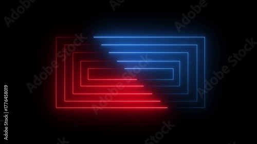 
Glowing neon light rectangle, seamless loop empty animation on black background.