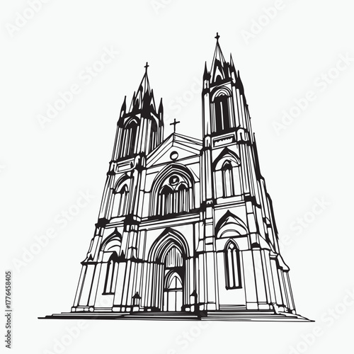 ancient cathedral on a white background