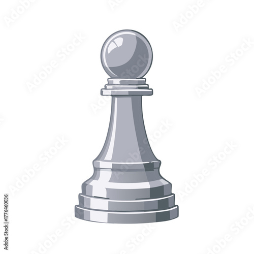 Isolated silver chess pawn vector graphic for strategy and gaming concepts
