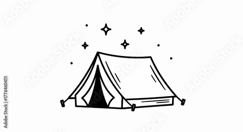 Camping tent with stars with transparent background