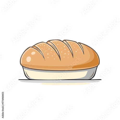 Cartoon illustration of a fresh loaf of bread with a golden brown crust