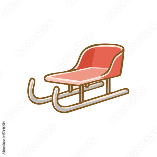 Cartoon illustration of a red plastic sled for winter fun and snow activities