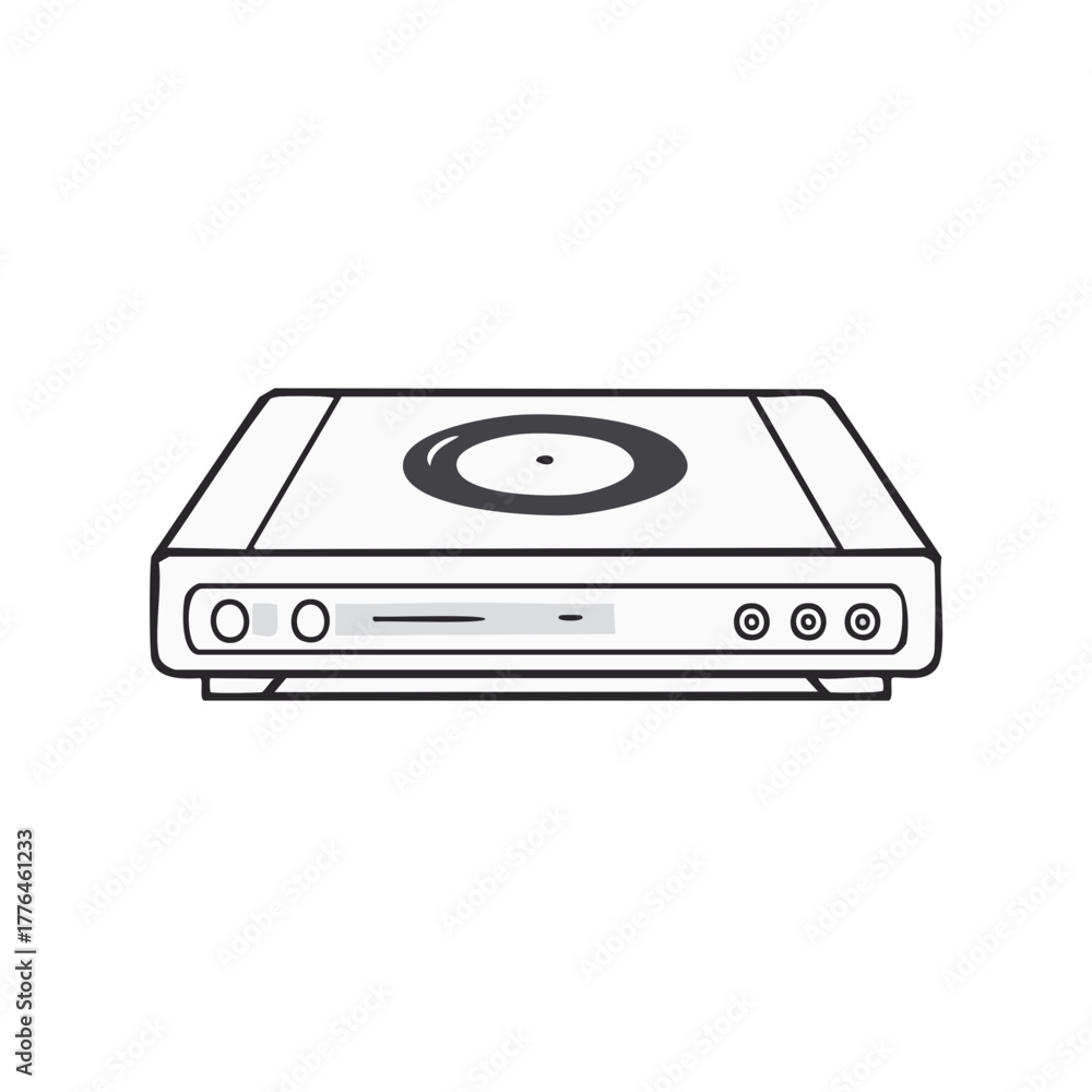 Fototapeta premium Vintage electronic device for playing music or videos with a circular top element and front panel buttons