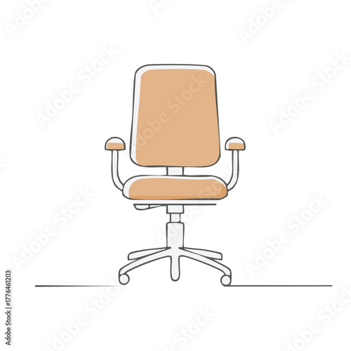 Illustration of an Ergonomic Office Chair with Adjustable Armrests on Wheels