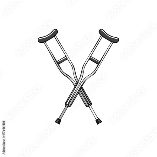Depiction of Crossed Crutches Symbolizing Mobility Support and Rehabilitation for Injuries