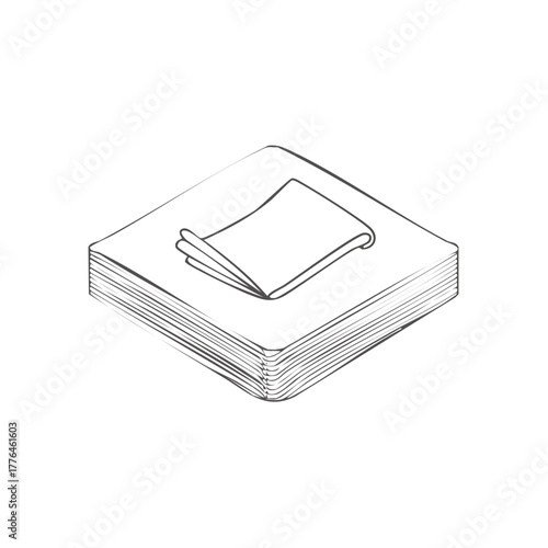Hand drawn sketch of a stack of paper napkins simple monochrome vector icon