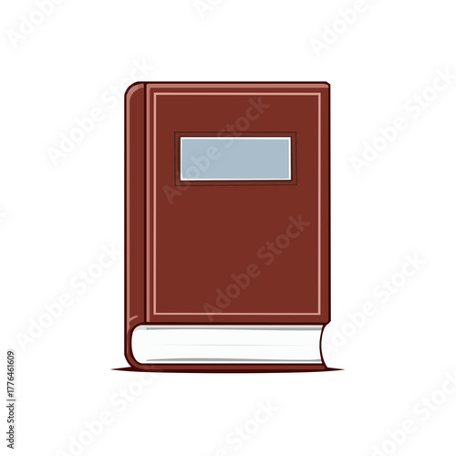 Classic brown hardcover book knowledge learning and study illustration