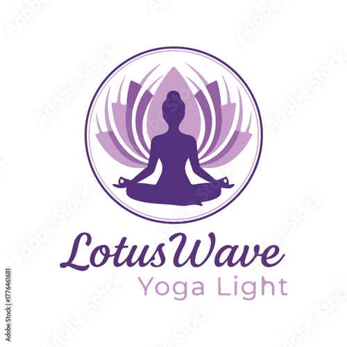 Lotus Wave yoga calm meditation spiritual wellness lotus flower logo