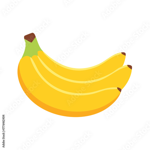 Bunch of ripe yellow bananas with green stem illustration graphic design element
