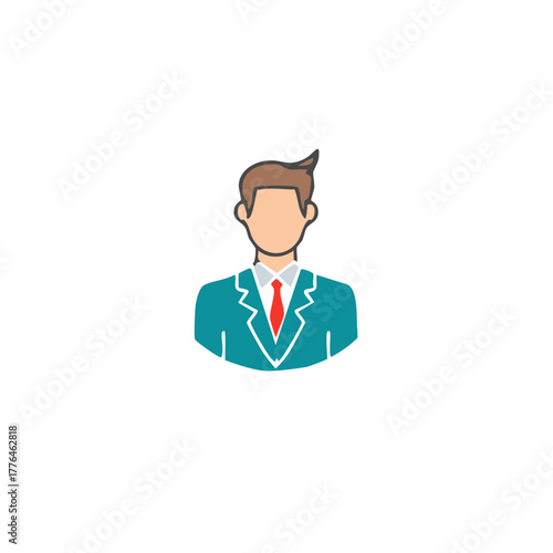 Wallpaper Mural Professional Man Icon in Teal Suit and Red Tie Abstract Business Avatar Torontodigital.ca