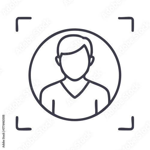 Generic User Icon in Circle with Targeting Brackets for Profile or Interface Design