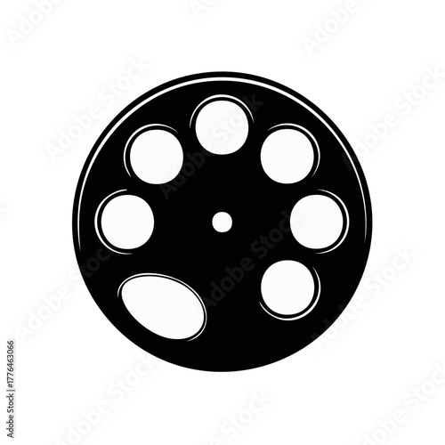 Vintage Film Reel Icon Silhouette for Cinema and Photography