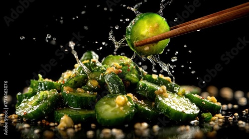 Fresh crunch: vibrant asian cucumber salad with soy and garlic. Cucumber Month
