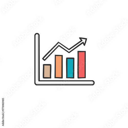 Free Download Doodle style bar chart with an ascending arrow symbolizing financial progress and data visualization - GFXLoad