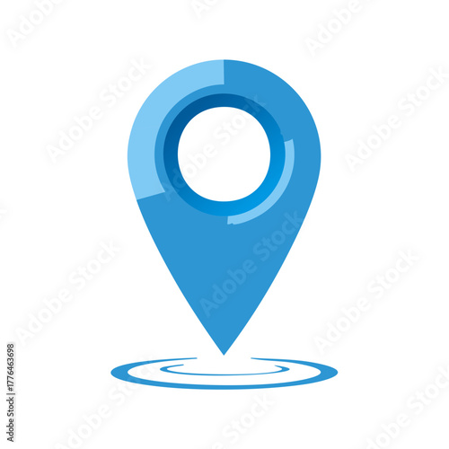 Free Download Blue 3D location pin icon with ripple effect for GPS navigation and destination marking - GFXLoad