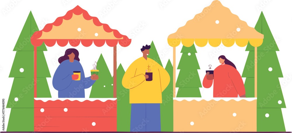 Obraz premium Christmas market vector illustration 