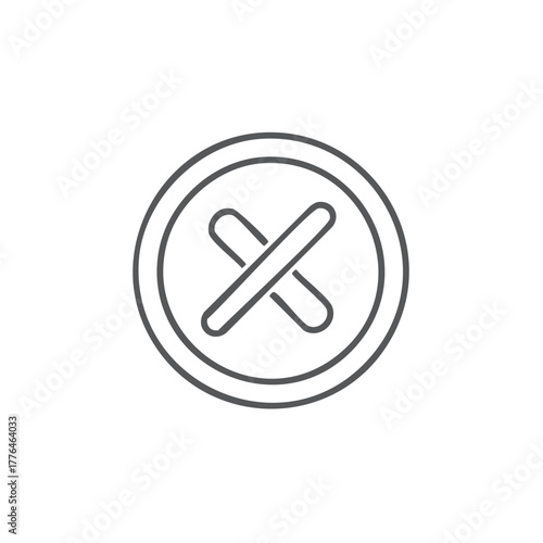 Vector line icon of a cross X mark inside a circle symbolizing close, delete, wrong, or cancel