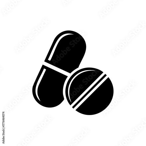 Pharmaceutical capsule and pill icon representing medication and health