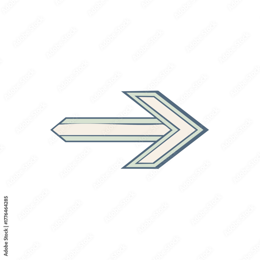 Fototapeta premium Stylized vintage hand drawn arrow illustration pointing to the right