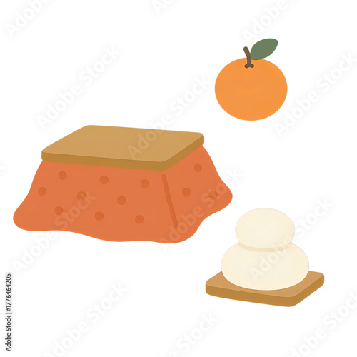 こたつとみかんのアイコン｜Kotatsu, Orange, and Mochi Icons