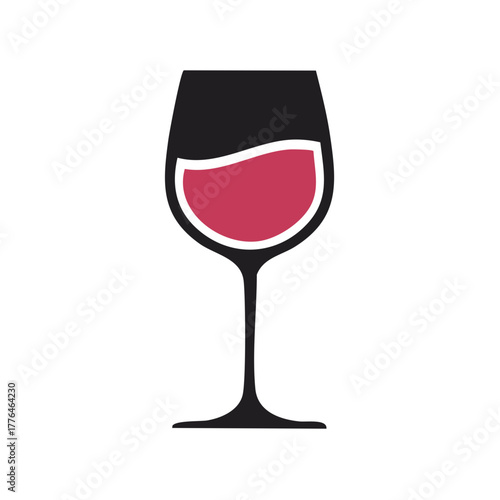 Minimalist red wine glass icon vector illustration symbol for bar and restaurant menu