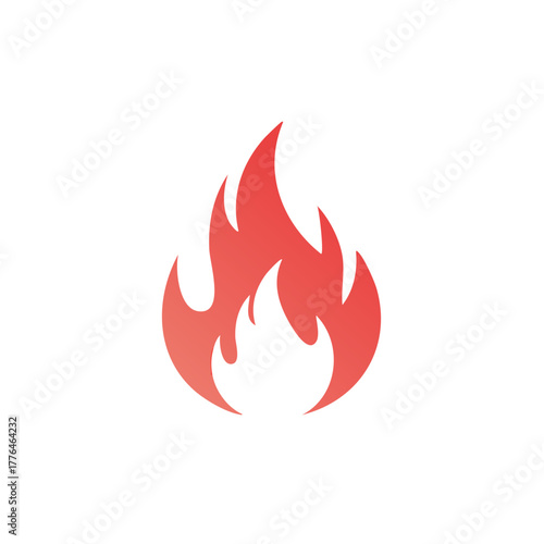 Stylized Red Flame Icon Against White Background