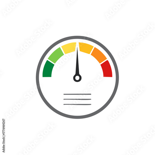 Performance Indicator Gauge with Needle Pointing to Average Level