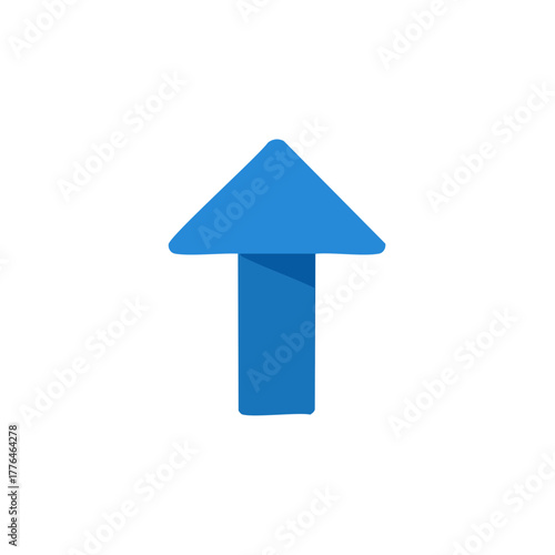 Simple blue upward arrow graphic symbol indicating progress growth or success
