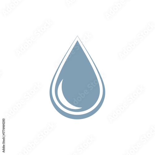 Simple flat design water drop icon. Vector illustration of a liquid droplet symbol.