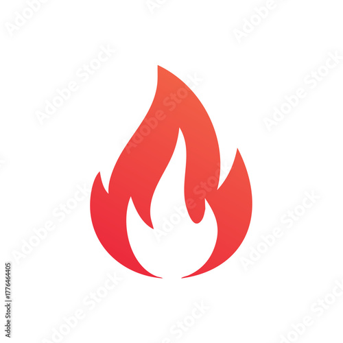 Stylized red and orange fire icon with a gradient effect and smooth, rounded flames.