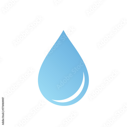 Simple blue water droplet symbol representing freshness purity and essential hydration