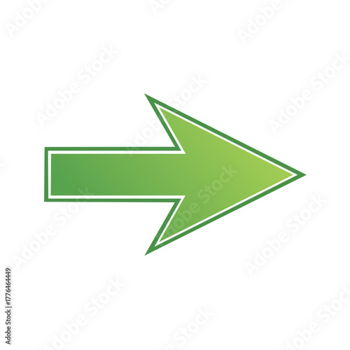 Green Arrow Pointing Right Sign Direction Symbol Graphic Icon Navigation Pointer
