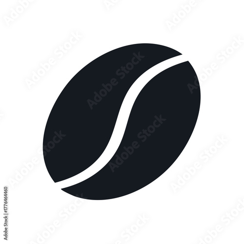 Isolated graphic icon illustration of a coffee bean in dark brown color.