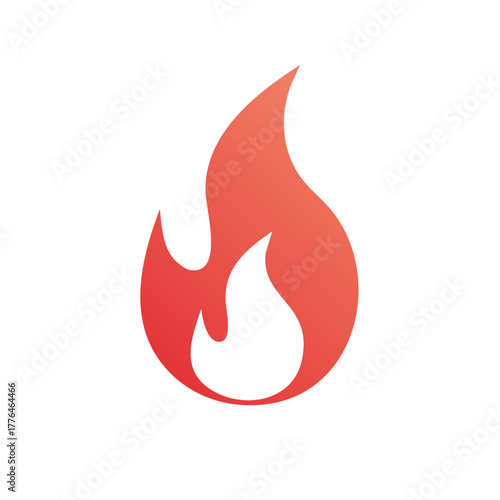 Flame Icon Graphic,  Burning Hot Fire Shape, Blaze Symbol Gradient, Heat Emblem, Warmth