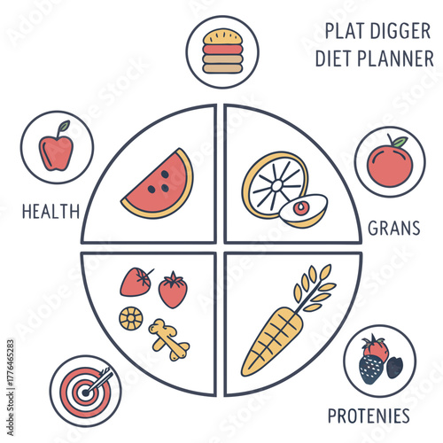 Dietary chart showing food groups and nutritional categories
