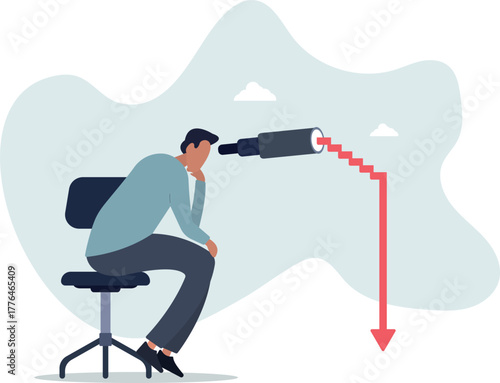 Economic forecast downturn, vision to see recession, stock market crisis or financial failure, inflation going down concept.life and employment of people.