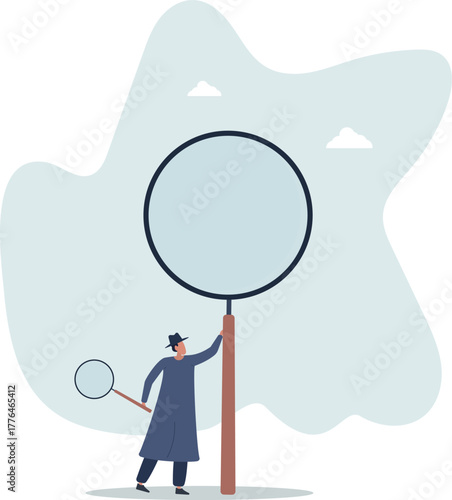 Search, discover, analyze report or specialist investigate and research for insight information concept.life and employment of people.