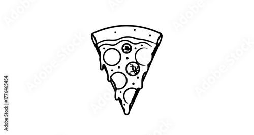 Illustration of a pizza slice with dripping cheese outline