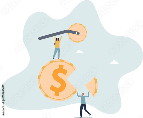 Money management, financial planning or wealth management or investment portfolio, paying for tax, loan or debt, inflation concept.life and employment of people.