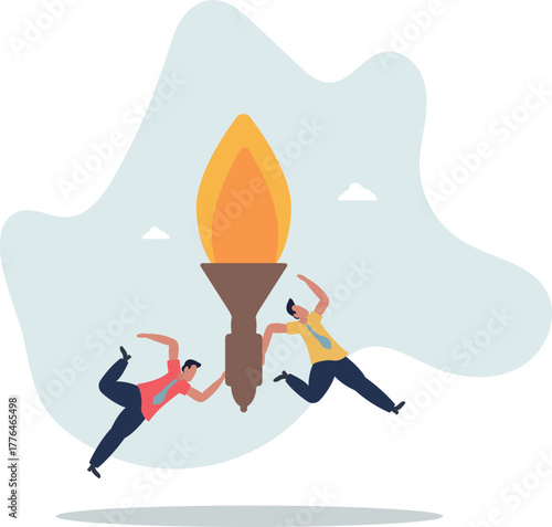 Successor plan, baton pass or transfer to new chosen leader, change new CEO or collaboration to achieve goal and win business competition concept.life and employment of people.